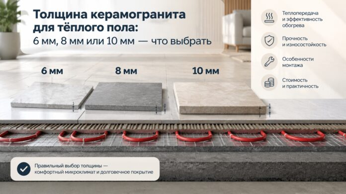 Толщина керамогранита для тёплого пола: 6, 8 или 10 мм — что выбрать