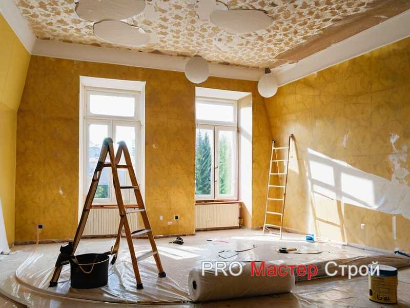 Покраска стен и оформление потолка